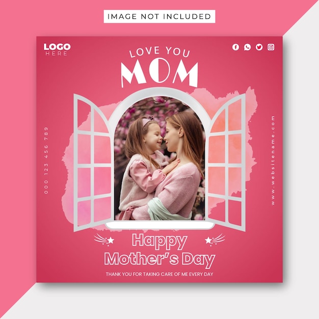 Banderas de redes sociales o plantillas de publicaciones de Instagram para el Día Internacional de las Madres