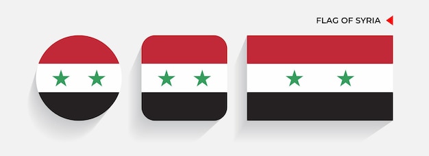 Banderas de Siria dispuestas en formas redondas, cuadradas y rectangulares