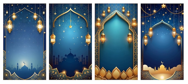 Vector banderas con temas de eid al fitr eid al adha y ramadán