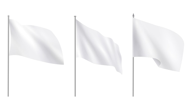 Vector banderas textiles publicitarias en blanco blanco realista