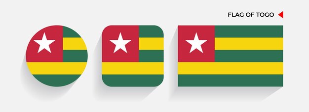 Banderas de Togo dispuestas en formas redondas, cuadradas y rectangulares