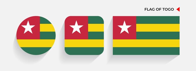 Vector banderas de togo dispuestas en formas redondas, cuadradas y rectangulares