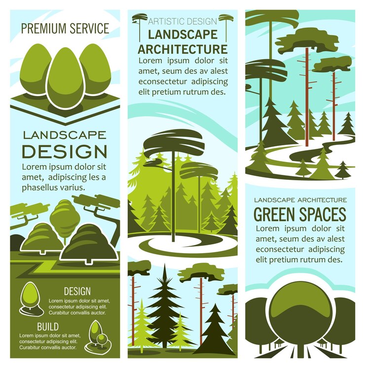 Vector banderas de vector de diseño de paisaje verde