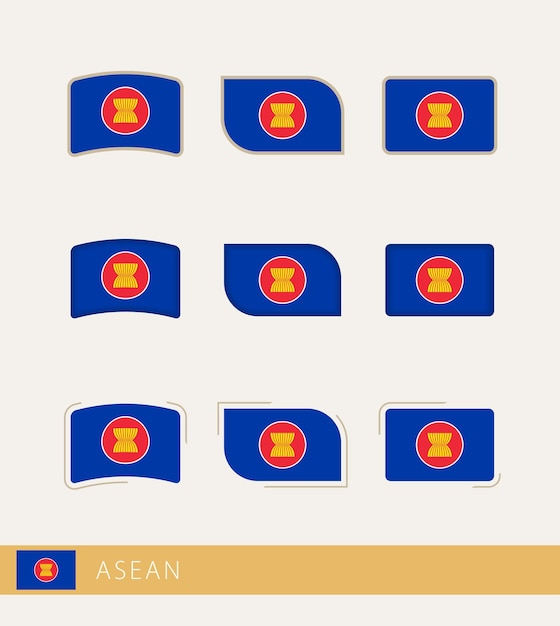 Banderas vectoriales de la colección asean de banderas asean