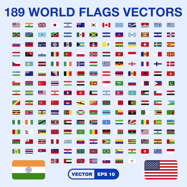 Vector banderas vectoriales de todos los países banderas redondeadas