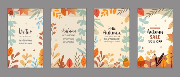 Banderas de venta de otoño vectoriales gratuitas con hojas coloridas