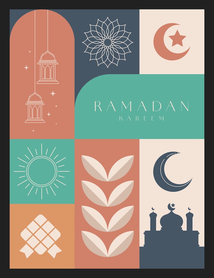 Vector banderas y volantes de ramadan kareem tarjetas de felicitación de ramadan mubarak para la tradicional fiesta musulmana