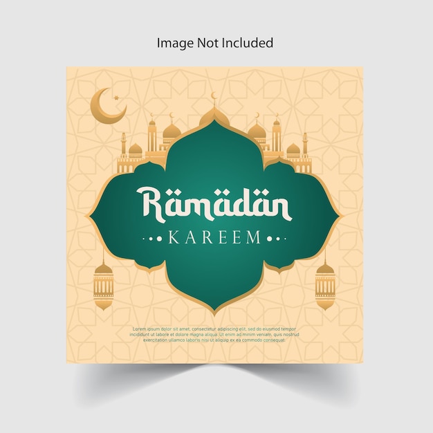 Banderas web felices de ramadán plantilla de diseño de fondo luna con lámpara o linterna de ramadá realista