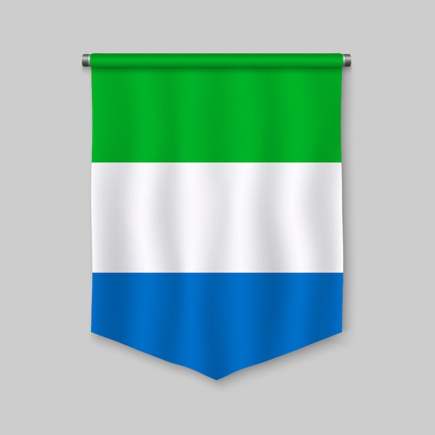 Banderín realista 3d con bandera de sierra leona