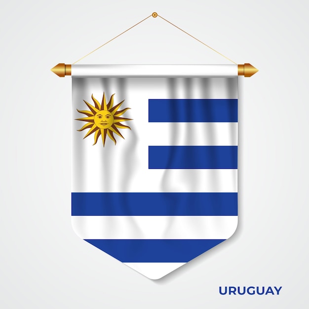 Banderín realista 3d Uruguay con bandera