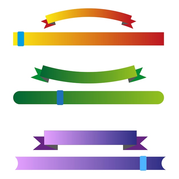 Banderines de cintas de colores retro. Cinta de marco de línea divertida. ilustración vectorial