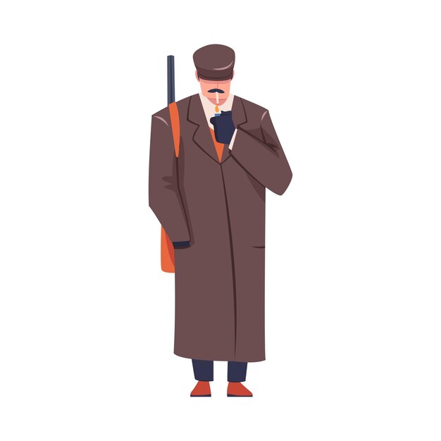 Bandido o gángster del viejo Londres con abrigo y gorra plana de pico Ilustración vectorial