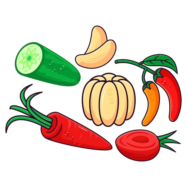 Bandle elemento de frutas y verduras adecuado para elementos de diseño de publicaciones en redes sociales, etc.