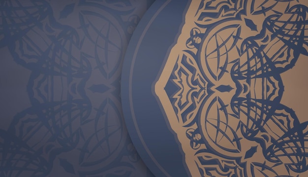 Baner en azul con adorno marrón vintage para diseño debajo del texto