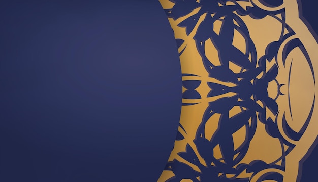 Baner en azul oscuro con un mandala con adornos dorados y un lugar debajo del logo