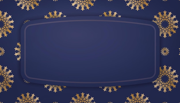 Baner en azul oscuro con un mandala con adornos dorados y un lugar para tu texto