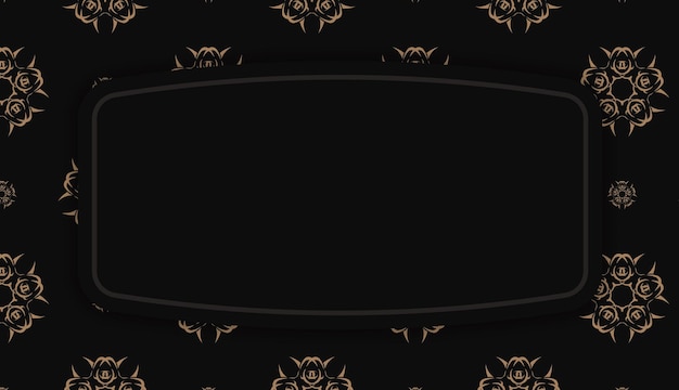 Baner de color negro con adorno marrón abstracto para el diseño debajo de su logotipo o texto