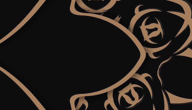 Baner de color negro con patrón de mandala marrón para el diseño debajo de su logotipo o texto