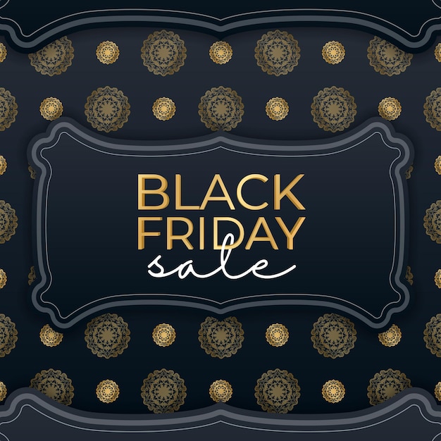 Baner for black friday en azul con adorno dorado redondo