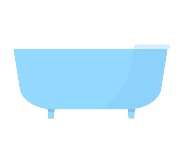 Bañera azul aislada sobre fondo blanco Elemento de diseño de accesorios de baño simple Interior del hogar y símbolo de limpieza ilustración vectorial