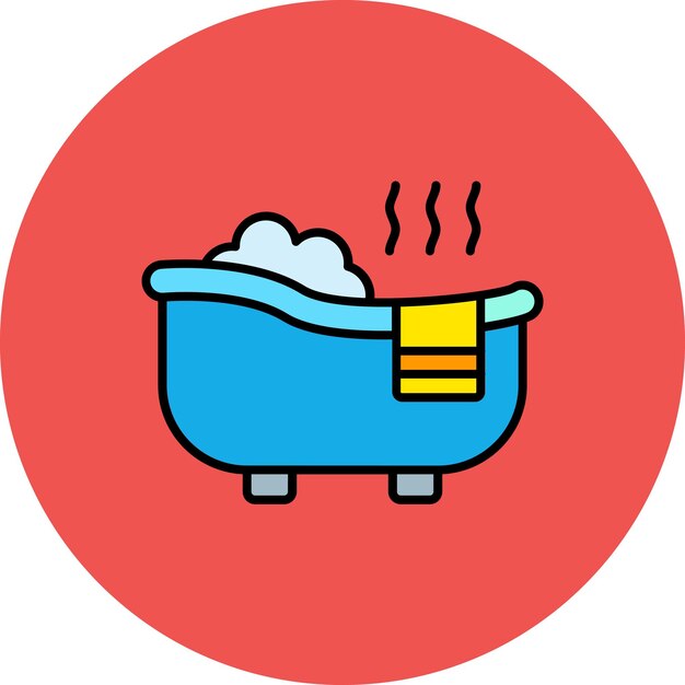 una bañera azul con una toalla que dice baño