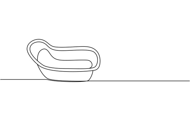 La bañera en el estilo de dibujo de arte de línea continua Clawfoot bañera minimalista diseño lineal negro aislado