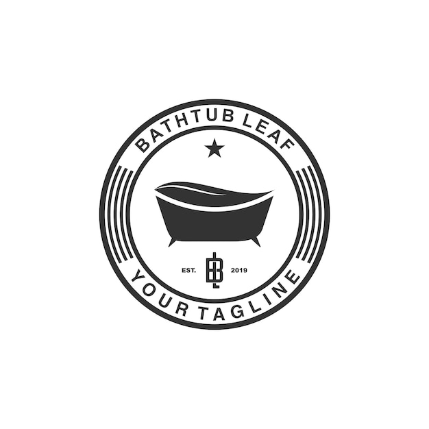 bañera hoja círculo insignia vector logo diseño