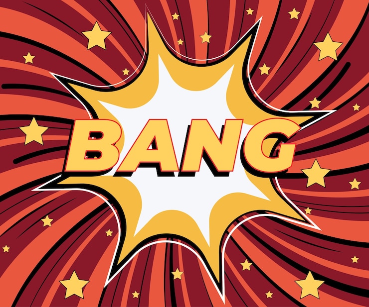Vector bang speech bubble banner cartel y pegatina concepto