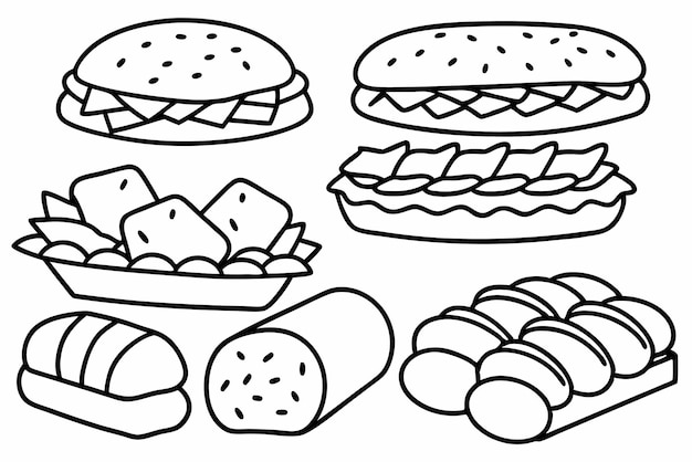 Banh Mi línea de arte expresivo diseño de sándwich