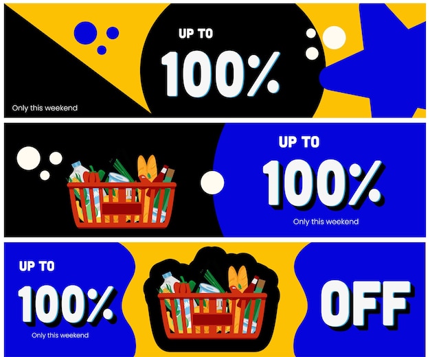 Vector banner 100% gratuito con cupón de oferta