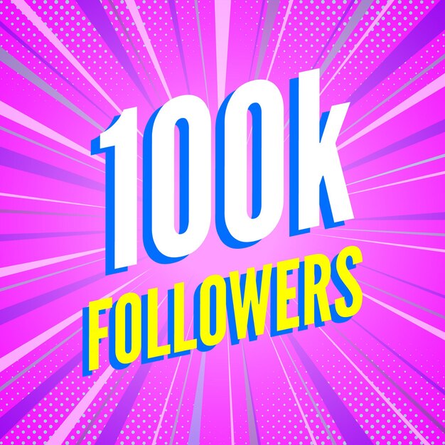 Banner de 100000 seguidores en rayas