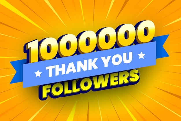 Banner de 1000000 seguidores con cinta azul