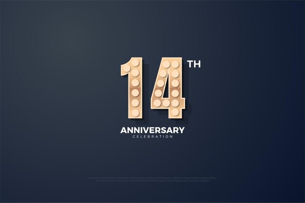 banner del 14 aniversario con números texturizados