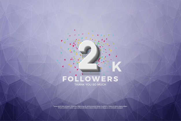 Banner de 2k seguidores con números de metal.