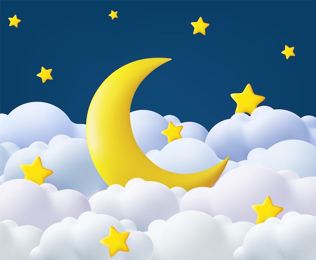Banner 3d de buenas noches y dulces sueños