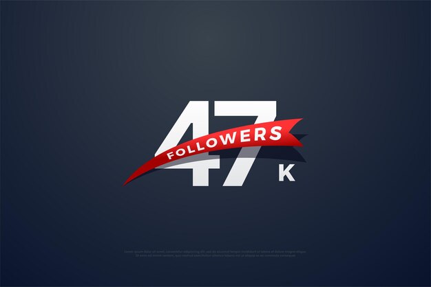 Banner de 47k seguidores con decoración de corte de papel rojo.