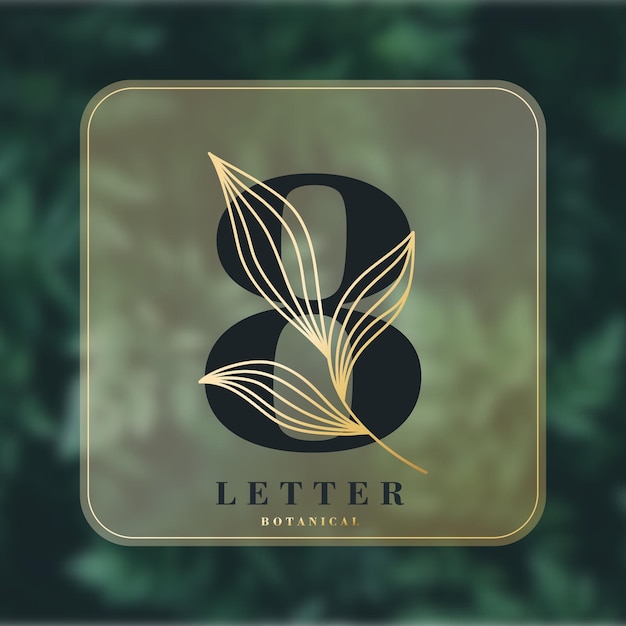 Banner de 8 letras fondo botánico símbolo gráfico del alfabeto para invitación de boda e identidad empresarial corporativa diseño minimalista icono de línea vectorial para negocios y publicidad