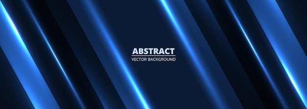 Banner abstracto ancho vector moderno azul con líneas diagonales azules brillantes luz brillante fondo de diseño horizontal abstracto Ilustración vectorial