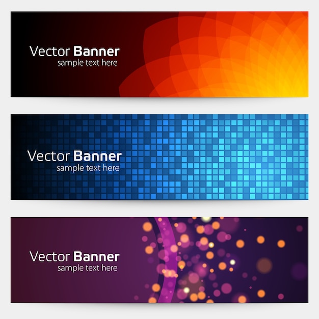 Banner abstracto con cuadrados y formas geométricas
