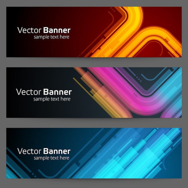 Banner abstracto con formas y líneas curvas geométricas