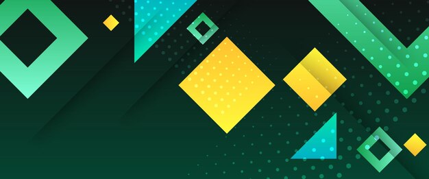 Banner abstracto de gradiente vectorial verde y amarillo con elementos de formas geométricas Para presentación de fondo fondo papel tapiz banner folleto web diseño y portada
