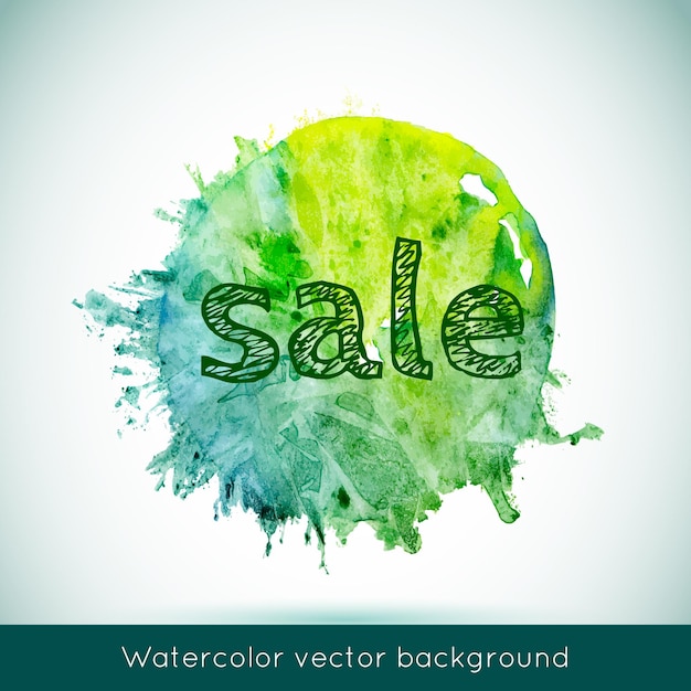 Vector banner de acuarela abstracta vectorial. fondo verde, azul y amarillo. plantilla de diseño con lugar para su texto. puede usarse para pancartas en venta, páginas web, impresión, invitaciones, tarjetas, etc.