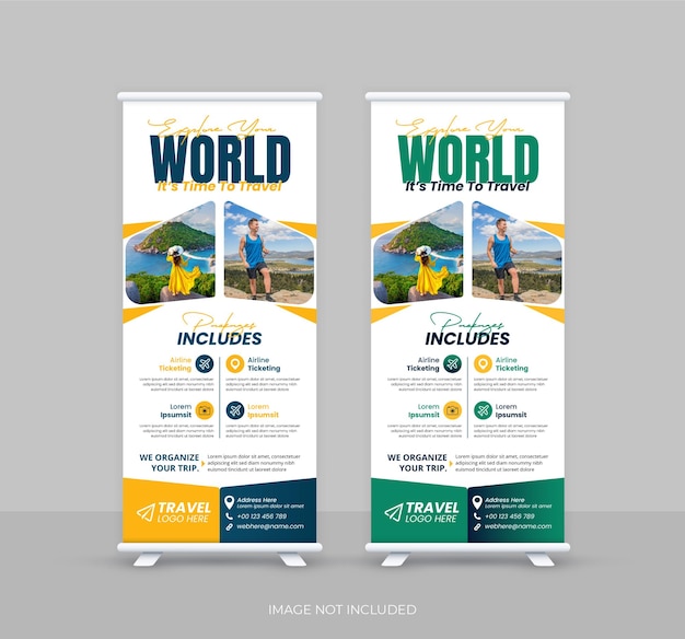 Banner de agencia de viajes y viaje de negocios x paquetes de viajes de banner plantilla de diseño de standee