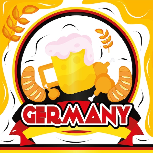 Banner aislado con cerveza y pan Alemania concepto Vector