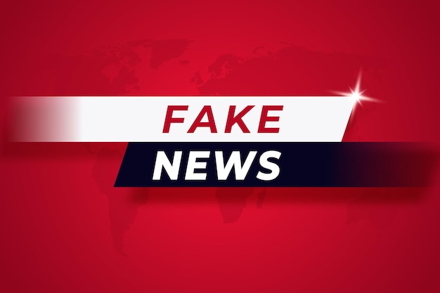 Banner de alerta de noticias falsas con fondo rojo