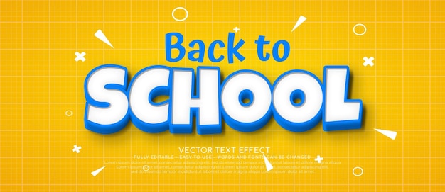 Banner amarillo de regreso a la escuela con efecto de texto editable