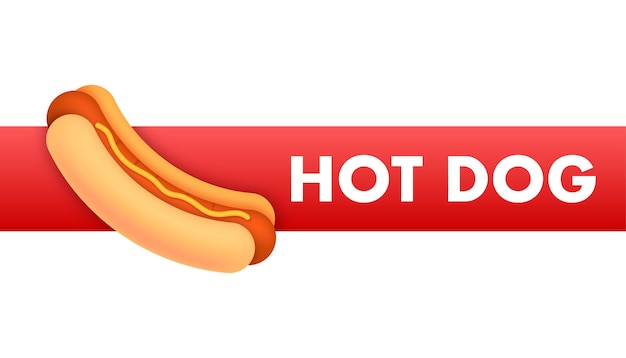 Banner americano Publicidad plana vintage con letrero de hot dog para diseño de banner Flat