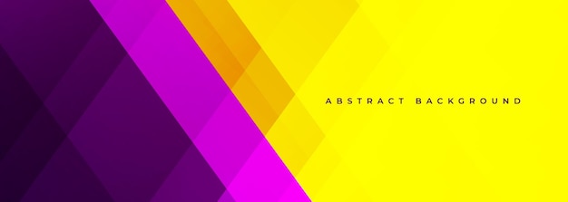 Banner ancho abstracto moderno amarillo y púrpura con formas geométricas Fondo abstracto violeta oscuro y amarillo