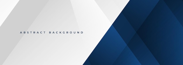 Banner ancho abstracto moderno blanco y azul con formas geométricas Fondo abstracto azul oscuro y blanco Ilustración vectorial