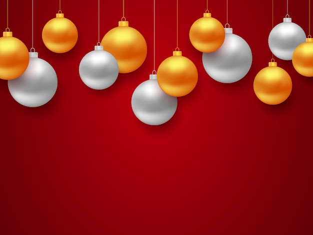 Banner año nuevo 2018 con bolas navideñas